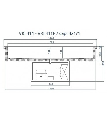 Vitrină frigorifică încorporabilă (drop-in) tip bazin 4xGN1/1 G-VRI411 150(h)mm
