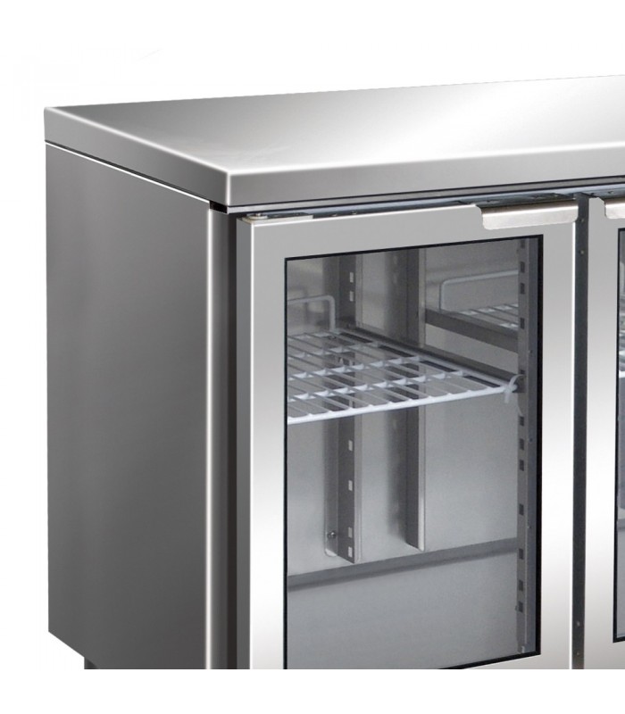 Masă frigorifică GN2100TNG 2 uși cu vitrină, adâncime 700 mm