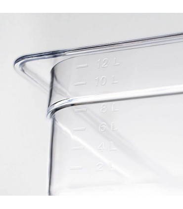 Cuvă GN1/9 H100mm, 0.9litri, policarbonat transparent, premium, 176x108x100mm, Stalgast Polonia