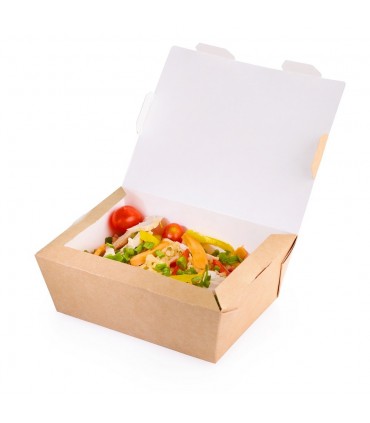 Cutie Alimente 1000 ml Biodegradabilă-Reciclabilă, ECO LUNCH BOX 1000, 190x150x50 mm, set 100 bucăți