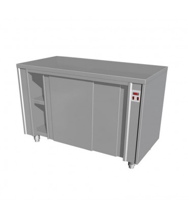 Masă din inox tip dulap cu încălzire ventilată și uși glisante - 1400x700x850(h)mm