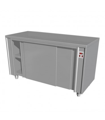 Masă din inox tip dulap cu încălzire ventilată și uși glisante - 1800x600x850(h)mm