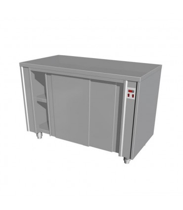 Masă din inox tip dulap cu încălzire ventilată și uși glisante - 1300x600x850(h)mm