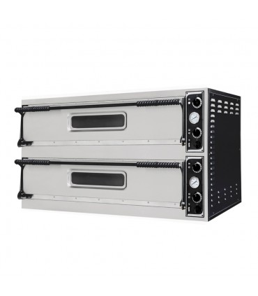 Cuptor electric pizza Basic XL 66L, 2 camere, 6+6 pizza ø35cm, uși cu geam, 230V/400V, 18kW, +455°C, Prismafood