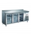 Masă frigorifică inox 3 uși, inox, cu rebord, răcire ventilată, lățime 700mm G-GN3200TNG