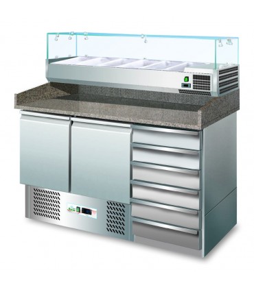 Masă frigorifică preparare pizza 2 uși & sertare S903PZCAS