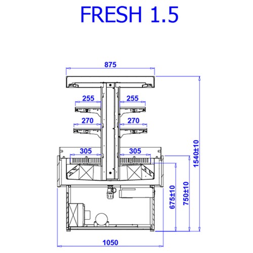 Insulă frigorifică WYSPA Fresh 150, +4/+6ºC, răcire ventilată, L1500mm, Igloo