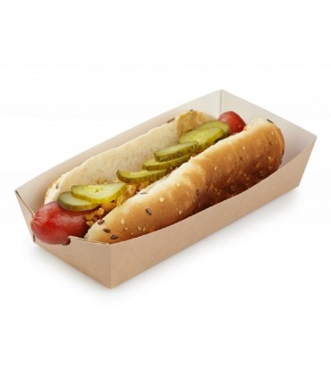 Tavă Biodegradabilă-Reciclabilă Hot Dog și Cartofi Prăjiți, ECO HD, 165x70x40 mm, set 100 bucăți